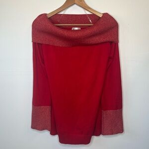 Questions? Red Metallic Accent Sweater, XL